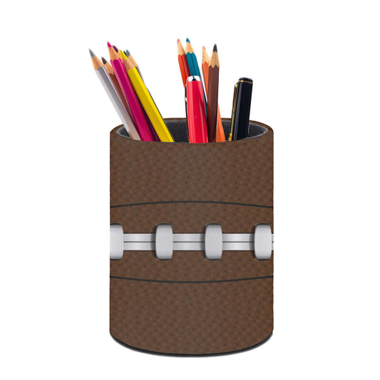 XUWU American Football Pen Holder Pencil Organizer Cute Pencil Cup Desk Decor Makeup Brush Holder PU Multifunctional Office Suppliesfor Home Classroom School