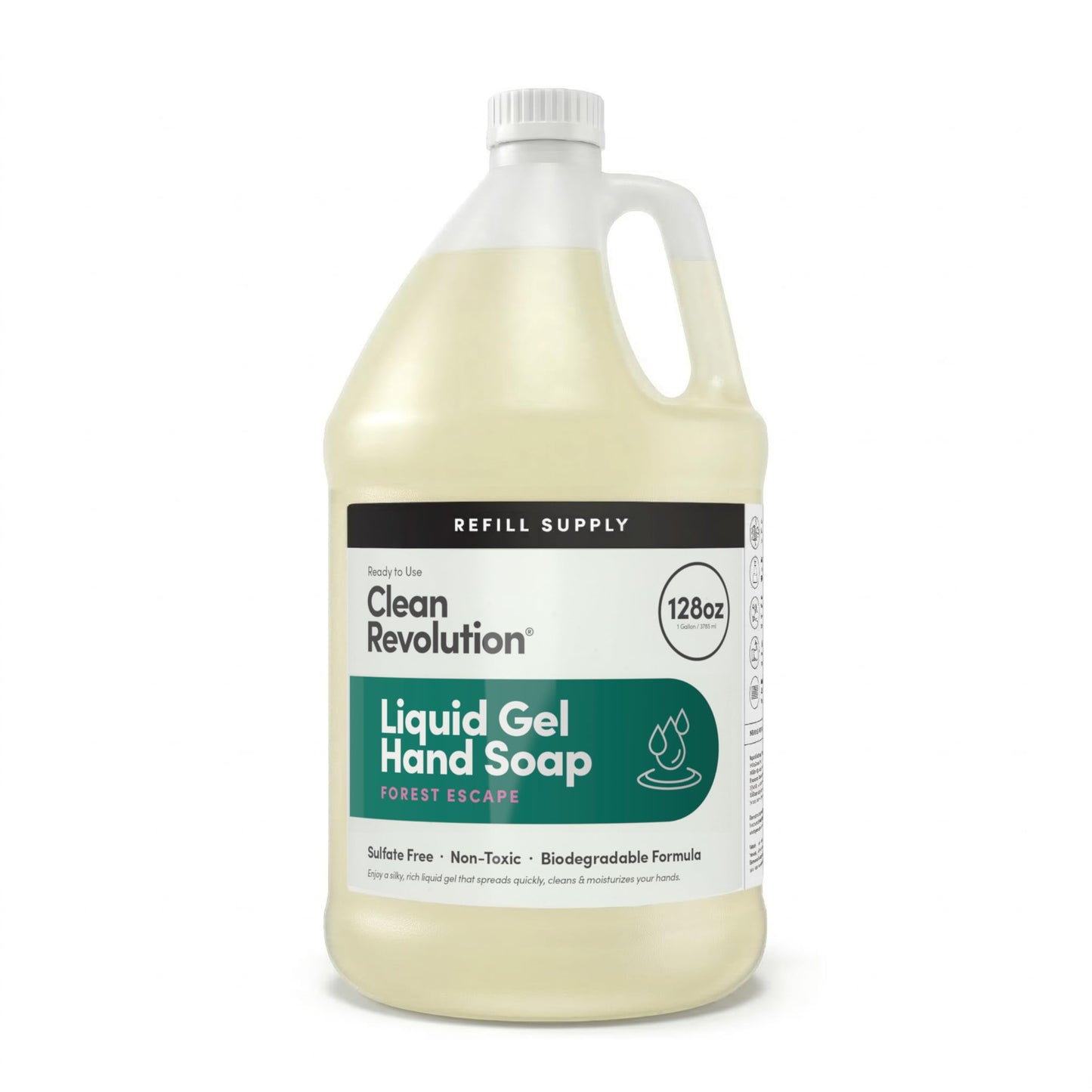 Clean Revolution Liquid Gel Hand Soap, Silky Rich Liquid, Quick Lather, Fast Rinsing, Contains Real Essential Oils (Forest Escape) 128 Fl Oz