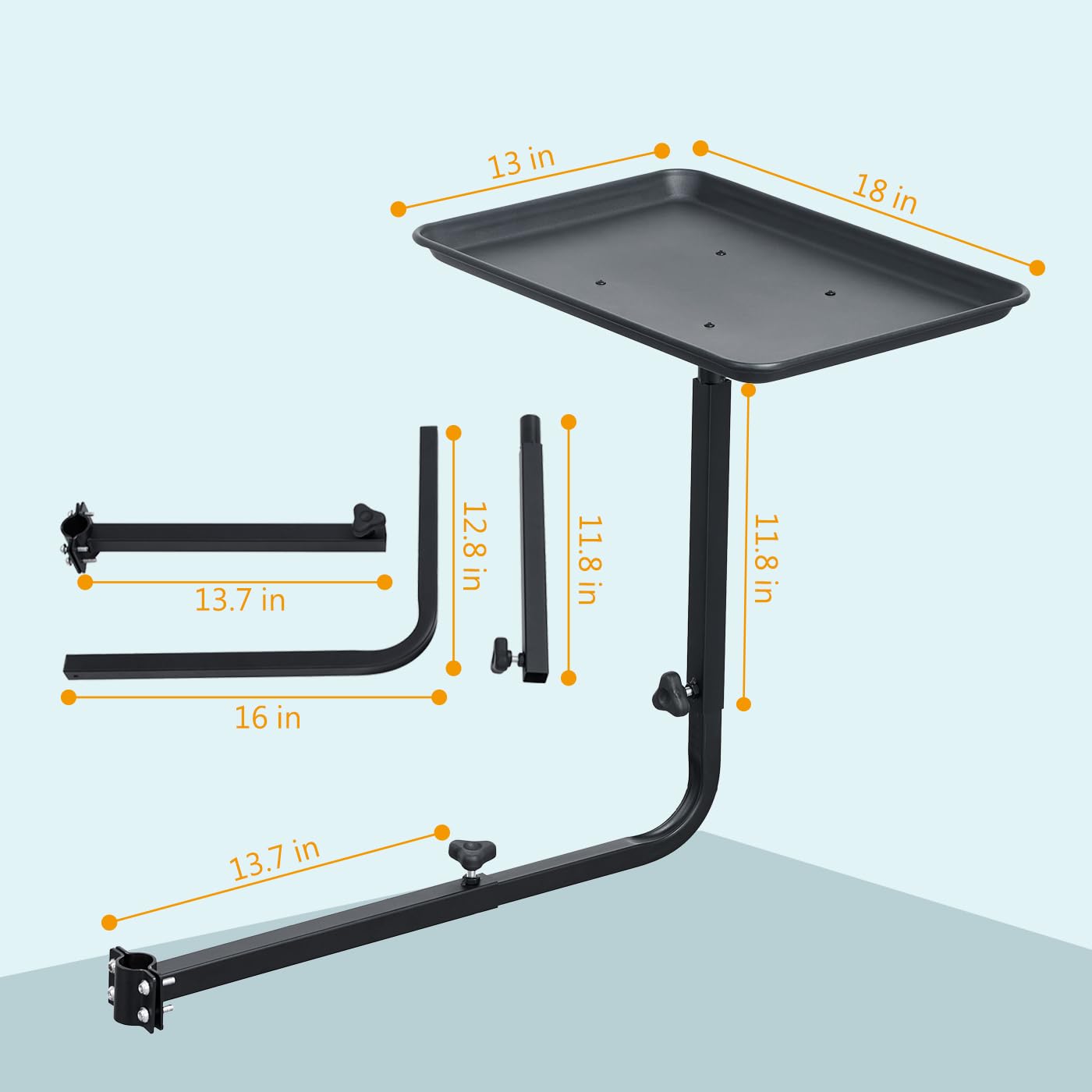 Salon Tray for Hair Stylist Steel Salon Tray Attached to Chair 360 Degree Rotating Salon Tray for Barber Chairs Hairdressing Tools Tattoo(Black)