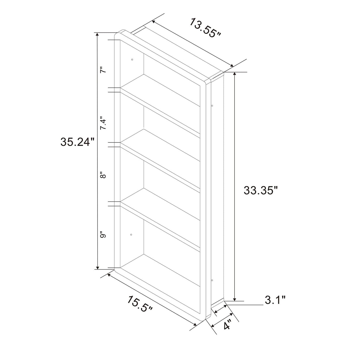 IDYLLOR Recessed Medicine Cabinet, 304 Stainless Steel Wall Niche Shower Shelf for Bathroom, Waterproof Rustproof Storage Organizer, 14" x 34", Matte Black (No Mirror)