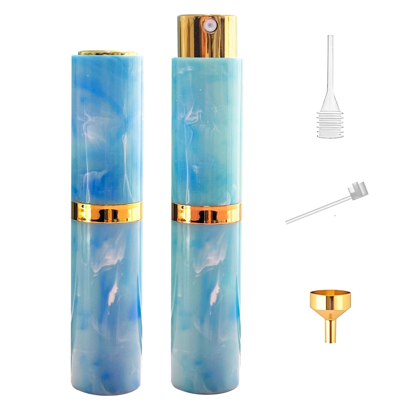 AMBOJ 10ML Atomizer Refillable Perfume Spray Bottle for Travel, Cute Empty Perfume Dispenser, Portable Sprayer Travel Essentials for Men and Women, Luxury blue marble pattern