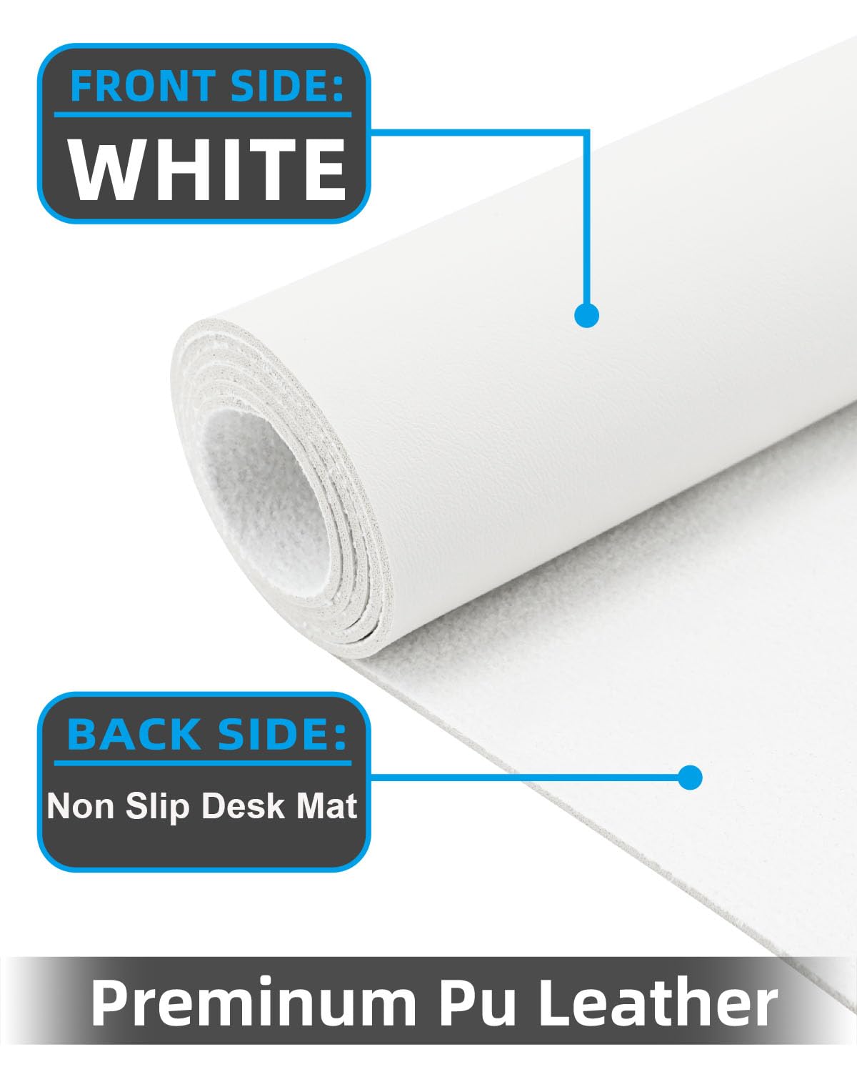 Extra Large Desk pad, Leather Desk Pad Protector,Office Desk Mat,Mouse Pad, Non-Slip Desk Blotter, Laptop Desk Pad, Waterproof Desk Writing Pad for Office&Home (Ivory White, 55" x 17")