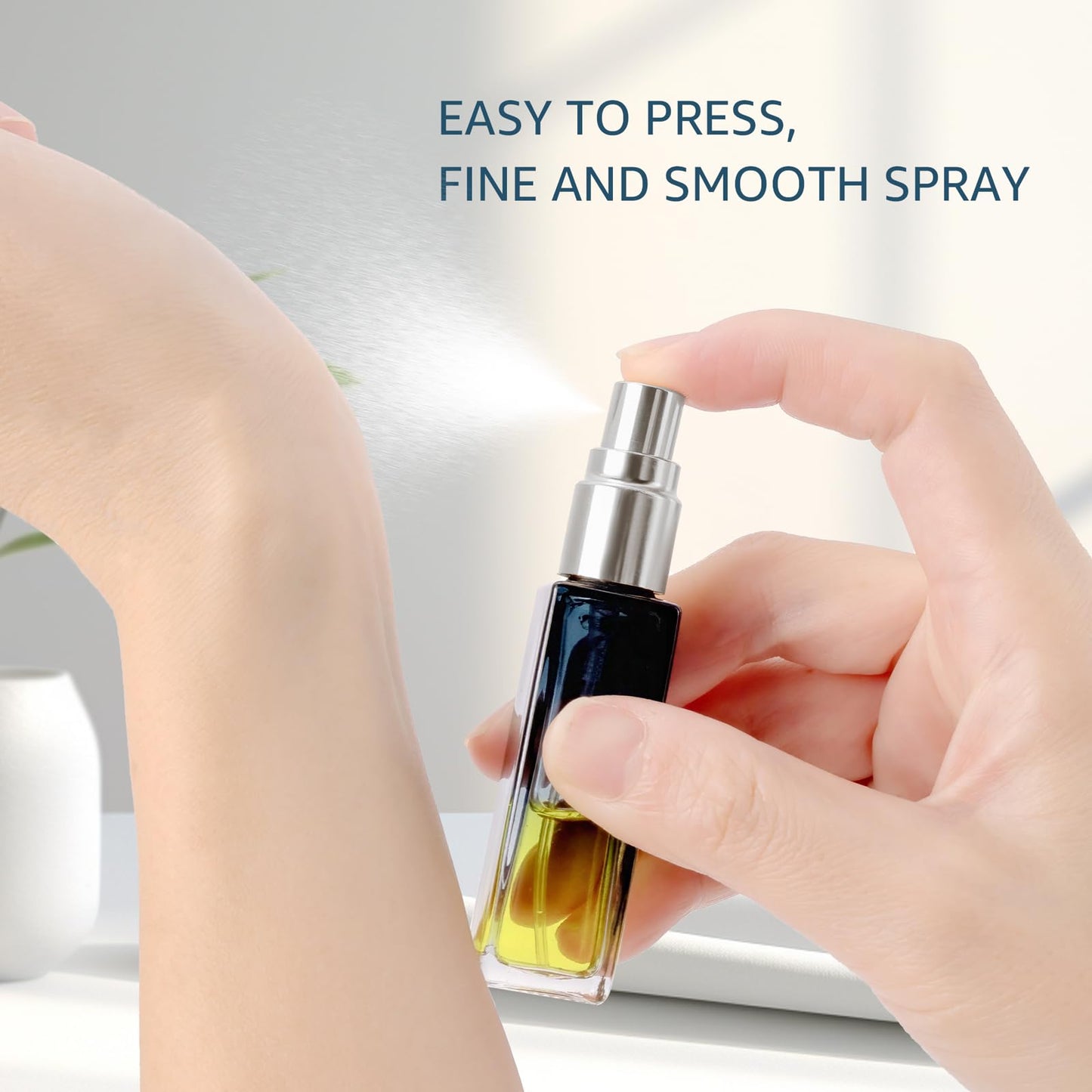 Kesell 11pack 10ml Glass Spray Bottle, Mini Square Perfume Vials Refillable Perfume Atomizer Fine Mist Liquid Spray Bottle for essential oil (Silver Cap)