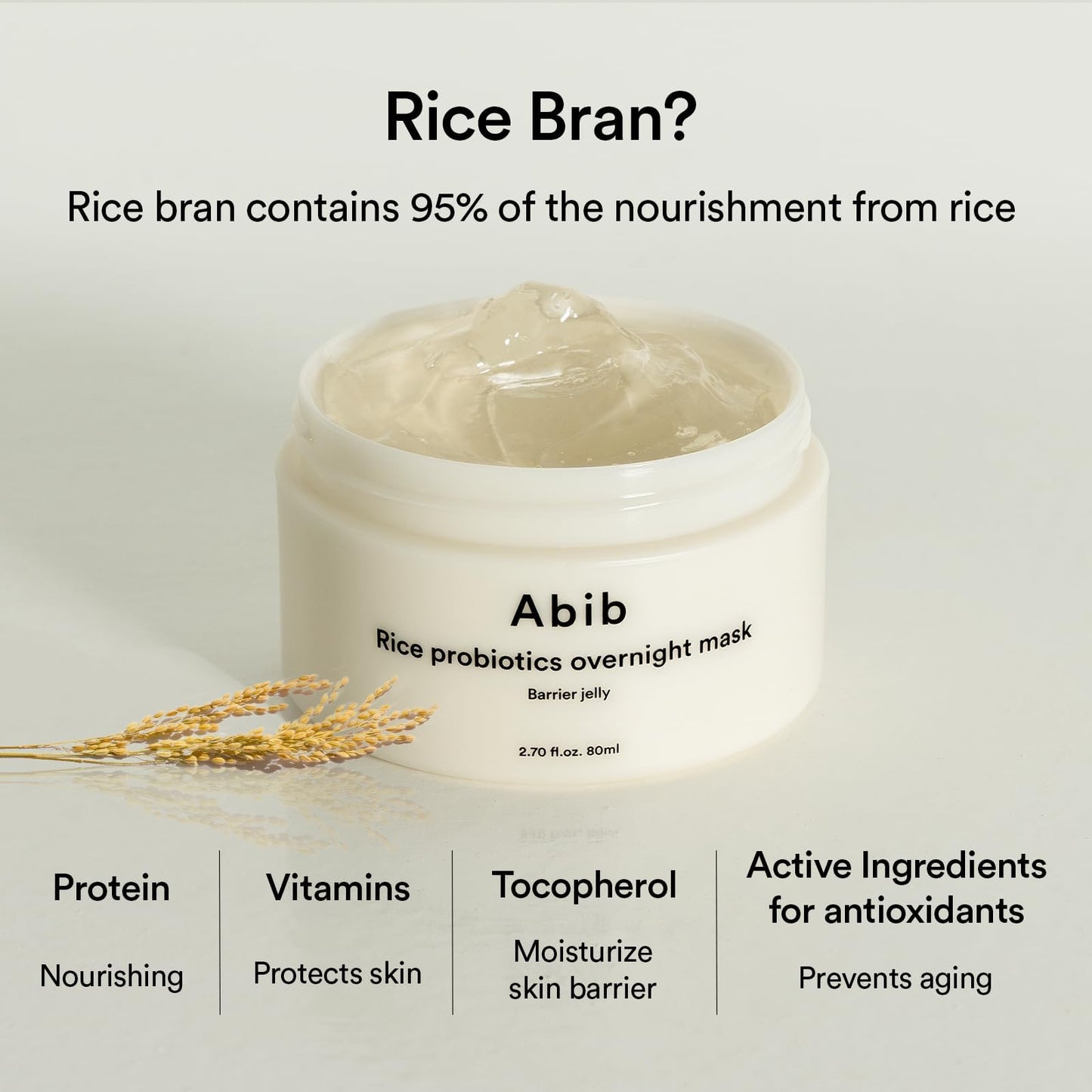 Abib Rice Probiotics Overnight Face Mask Barrier Jelly 2.7 fl oz | Korean Sleeping Mask for Glass Skin | Moisturizing & Slugging Cream