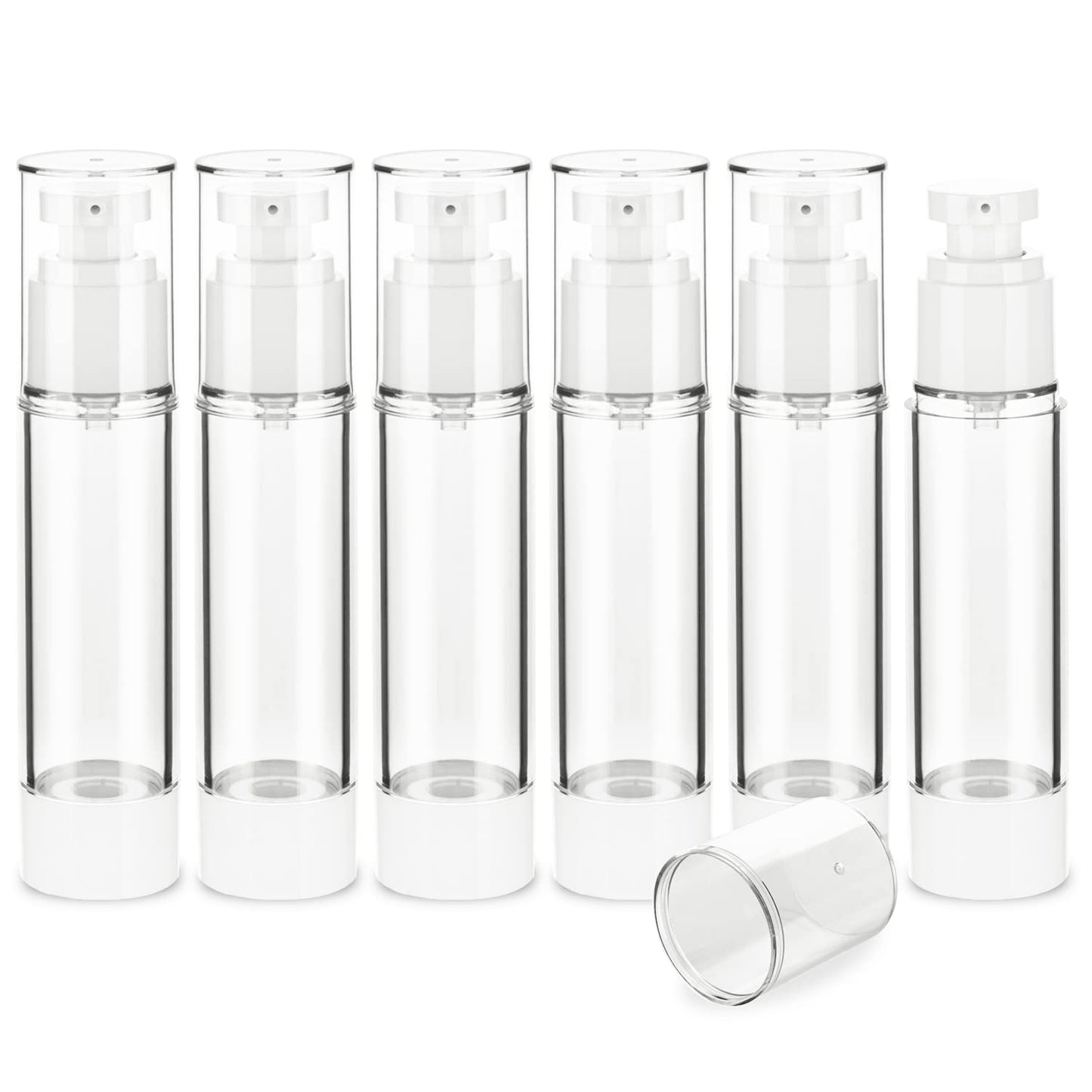 IFDGCTK 1.7OZ/50ML Clear Airless Pump Bottles, Lotion Dispenser Travel with Pump, Vacuum Plastic Travel Size Lotion Bottle for Foundation, Creams, Cosmetic(6 Pack)