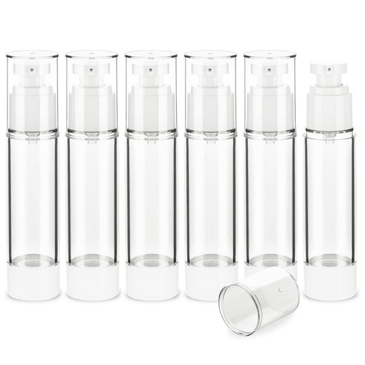 IFDGCTK 1.7OZ/50ML Clear Airless Pump Bottles, Lotion Dispenser Travel with Pump, Vacuum Plastic Travel Size Lotion Bottle for Foundation, Creams, Cosmetic(6 Pack)
