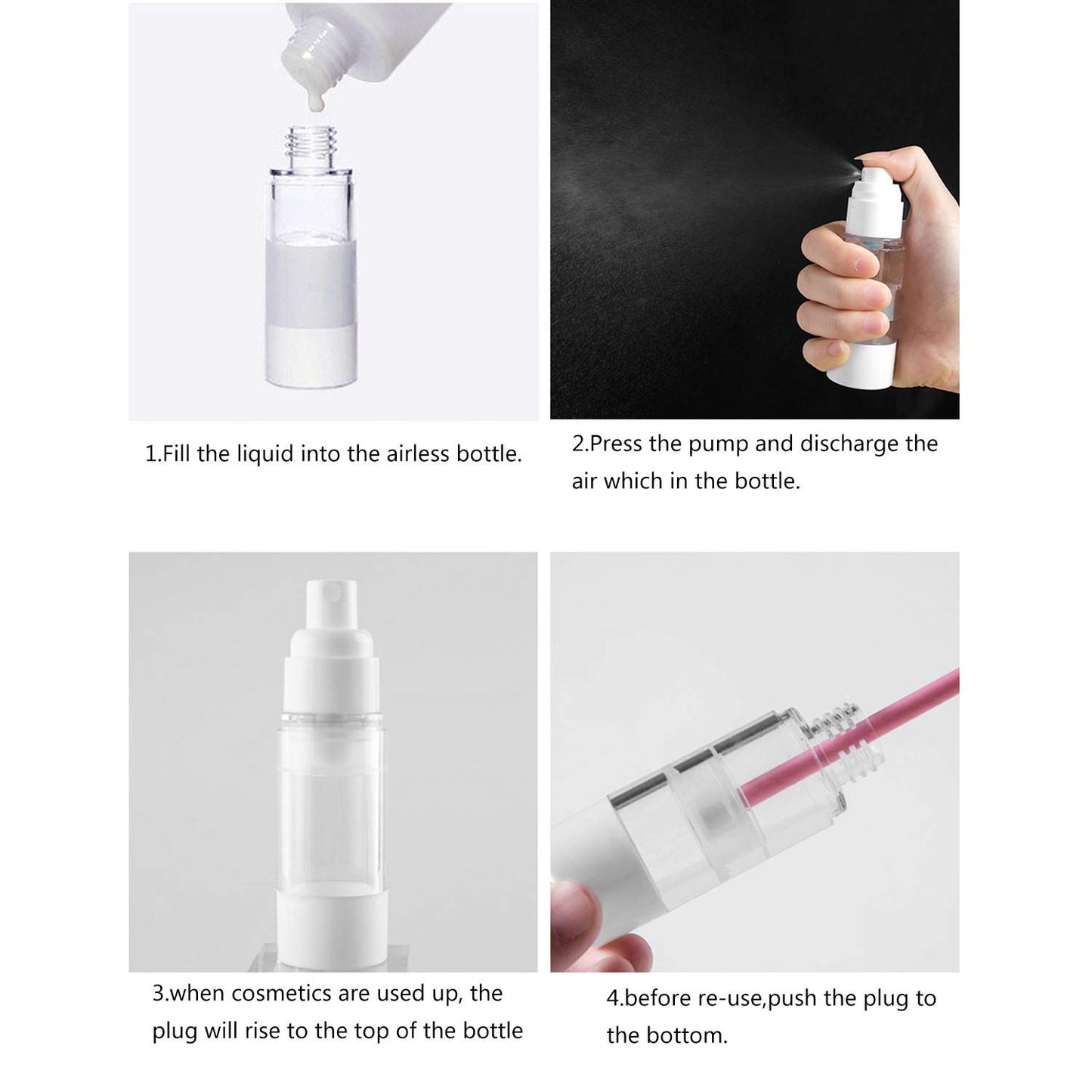 TRENDBOX 120ml / 4oz Airless Spray Bottle Refillable Travel Container for Cosmetic Makeup Water - 6 Pack