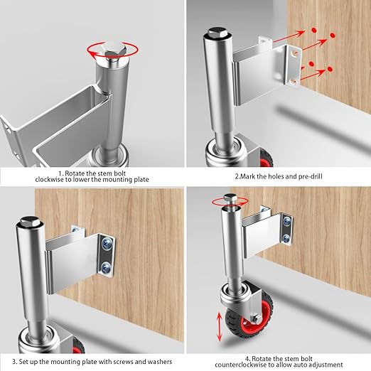 Spring Loaded Gate Casters 4” Rubber Tire Heavy Duty Gate Caster Wheels with Hardware for Wooden Gates, Metal Gates, Fence Gates, Swing Gates, 330 Lbs Load Capacity
