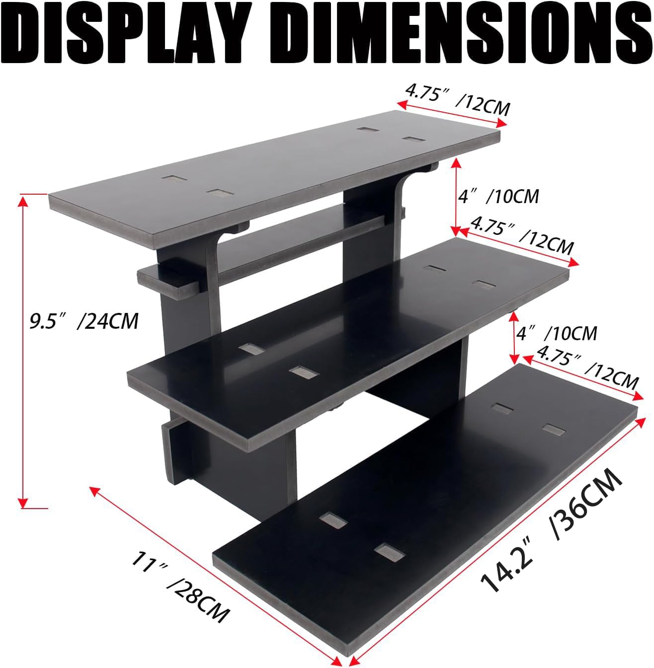 HAOWUJIN 3 Tier Staight Retail Table Display Stands Farmers Market Display Shelf for Food & Merchandise, Portable Retail Display Shelves for Retail Stores & Vendors for Cupcake Stand, Craft Shows