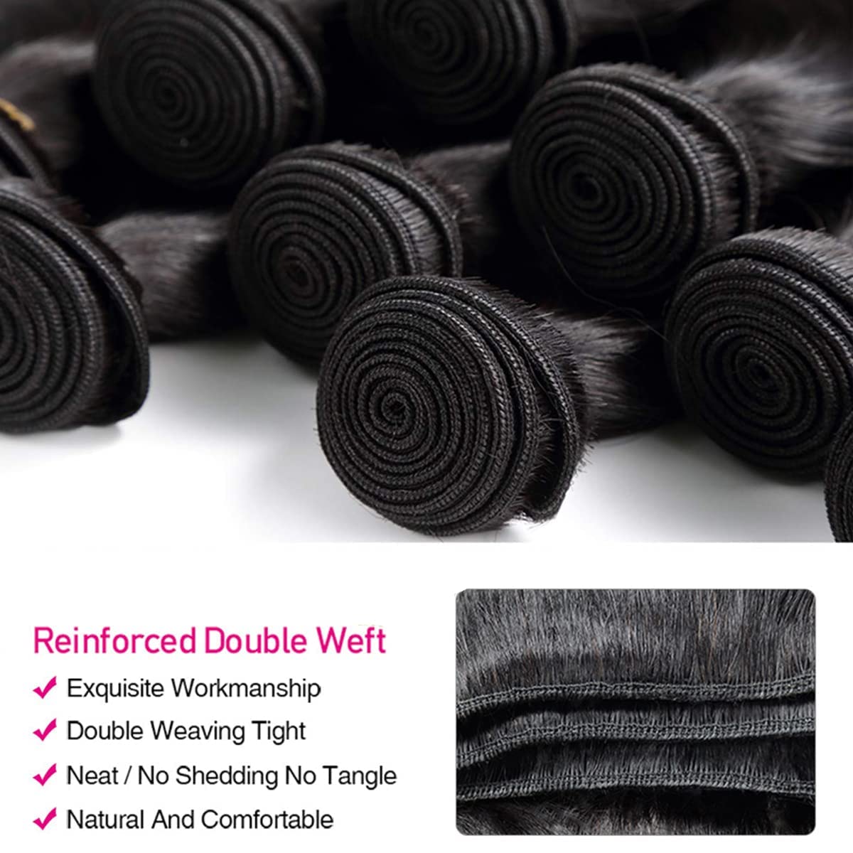 Aelinsi Loose Deep Wave Bundles (16 18 20 22) 12A Brazilian Virgin Hair Weave Human Hair 4 Bundles 100% Unprocessed Loose Deep Wave Human Hair Bundles Double Weft Natural Black Color