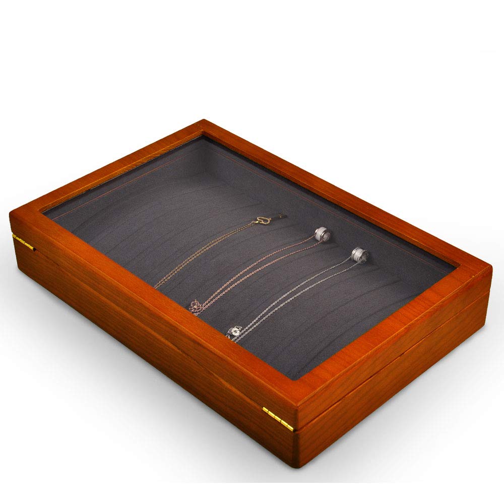 Oirlv Solid Wooden Necklace/Bracelet/Pendant Jewelry Organizer Box 13 Lattice Necklace Showcase Display Holder
