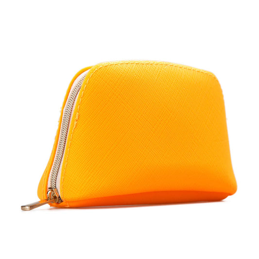 Small Makeup Bag for Purse, Cute Cosmetic Pouch for Women, Silicone Makeup Pouch for Travel, Mini Makeup Bag with Zipper, Lipstick Pouch Holder, Vegan Cosmetic Organizer – 10 Colors (Orange)