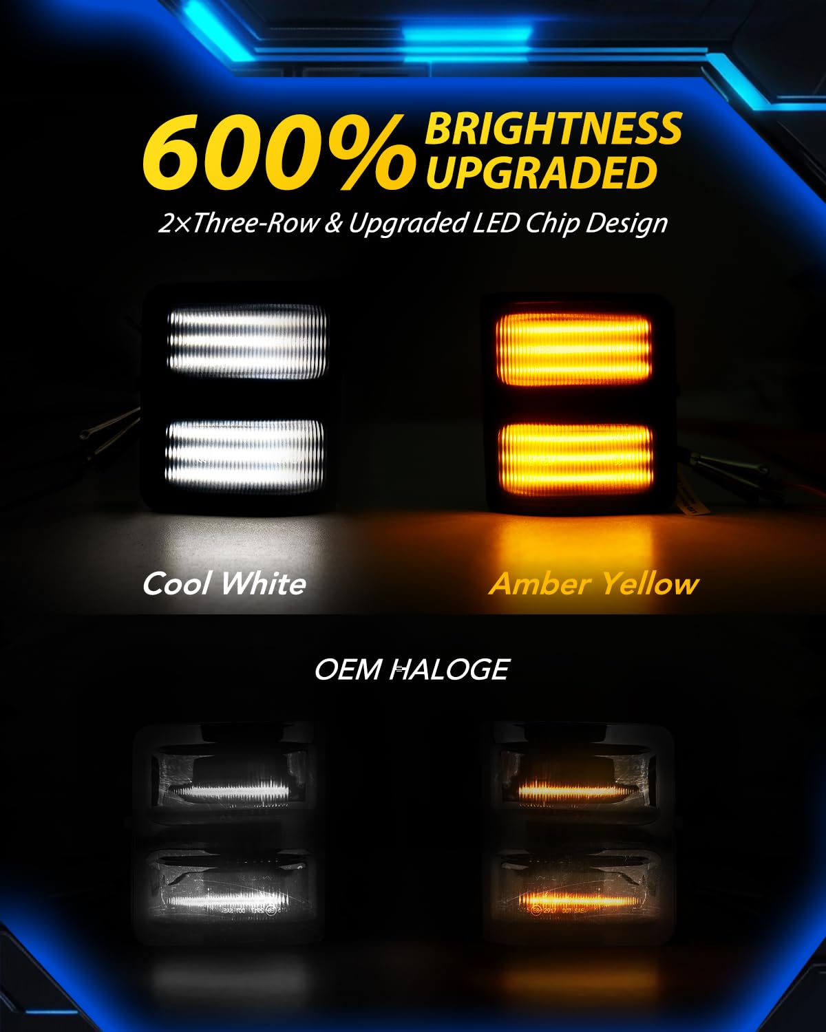 AUTOONE LED Sequential Switchback Side Mirror Marker Lights For 2008-2016 F250 F350 F450 F550 Super Duty, White Running Parking Light & Dynamic Amber Turn Signal Light, Smoke Lens, 2PCS
