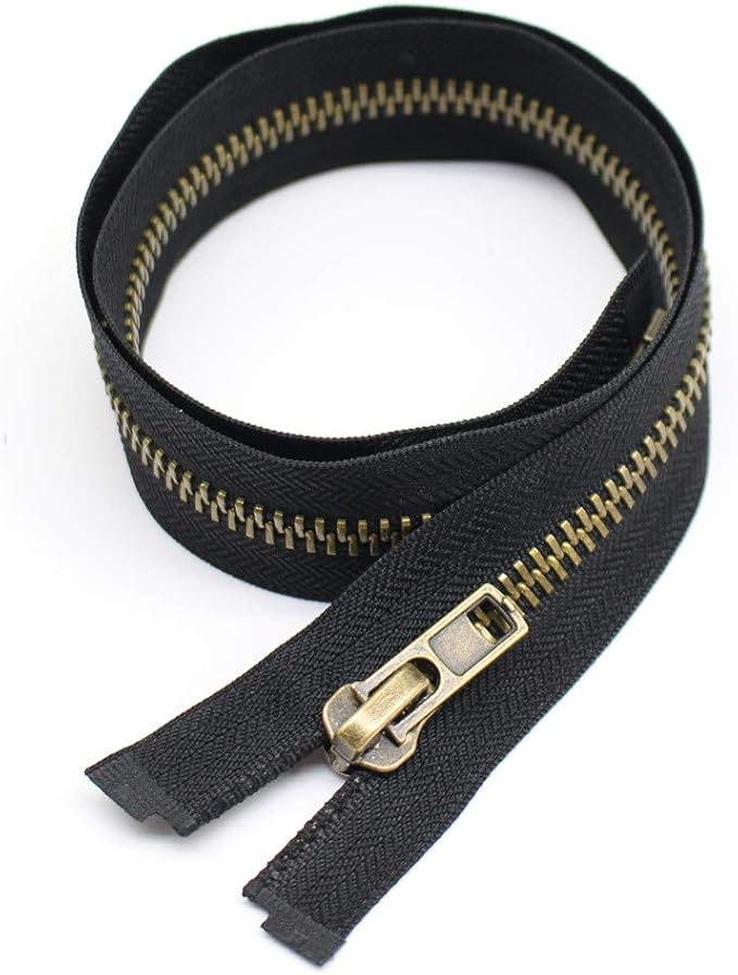 YaHoGa #8 23 Inch Antique Brass Separating Jacket Zipper Metal Zipper Heavy Duty Metal Zippers for Jackets Sewing Coats Crafts (23" Anti-Brass)