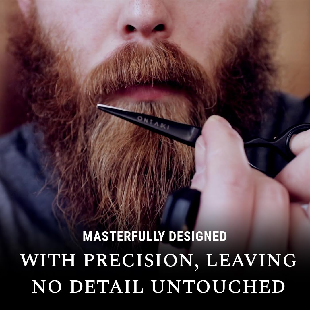 5" Beard and Mustache Scissors for Men with Combs - German Steel - Black