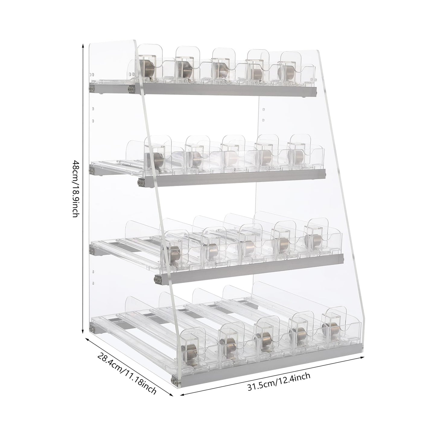Mejuv Store Display Shelves, Multi-Tier Cigarette Organizer, 4 Shelves 5 Columns, Modern Trapezoid Display Rack with Pusher, Easy Assemble for Tobacco, Cigar, Candy Retail