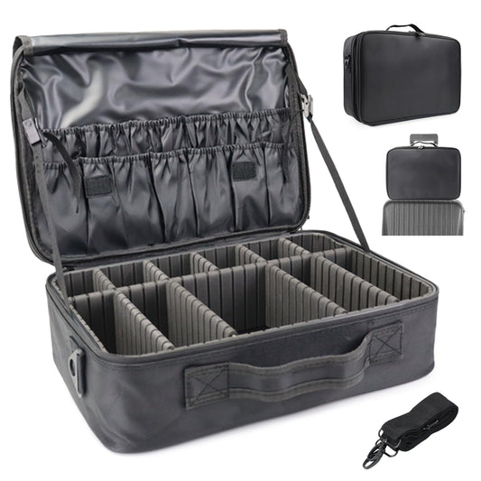 MORMID Travel Makeup Train Case Cosmetic Case Organizer Portable Artist Storage Bag with Adjustable Dividers for Cosmetics Makeup Brushes Toiletry Jewelry Digital Accessories（black,L）