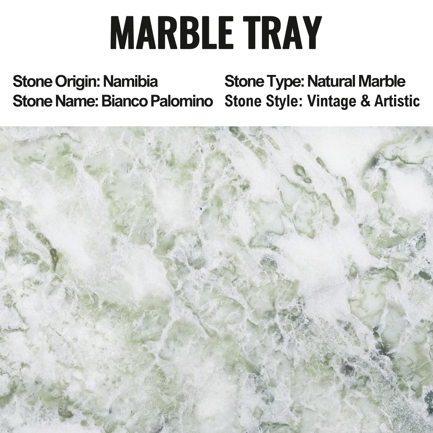 Koville African Natural Marble Tray, 12"x6" Vanity Decorative Tray for Countertop Organizer, Catchall Tray for Perfume, Candles, Jewelry Dish
