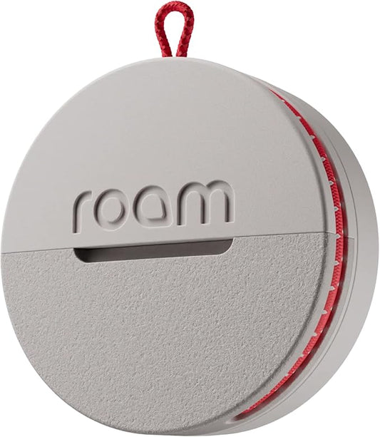 Roam Smart Tracker | Family-Friendly Eco Tracker for Keys, Bags & Kids’ Gear | Works with iOS & Android | Built-in Strap, QR Lost & Found | Replaceable Battery | No Extra App | 1-Pack, Grey