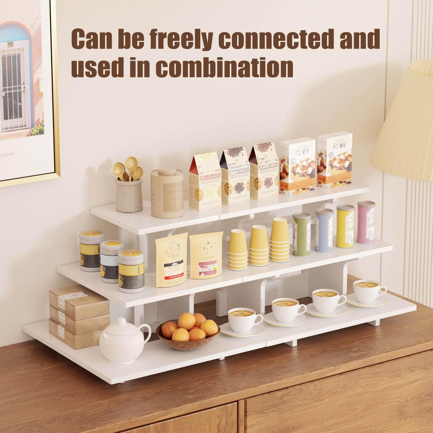 WEITELAI 3 Tier Display Stand for Vendors, 14.2 in White PVC Tabletop Shelves for Farmers Market, Craft Fairs and Vendor Booths, 35 lb Portable Rack for Candles, Soap and Jars