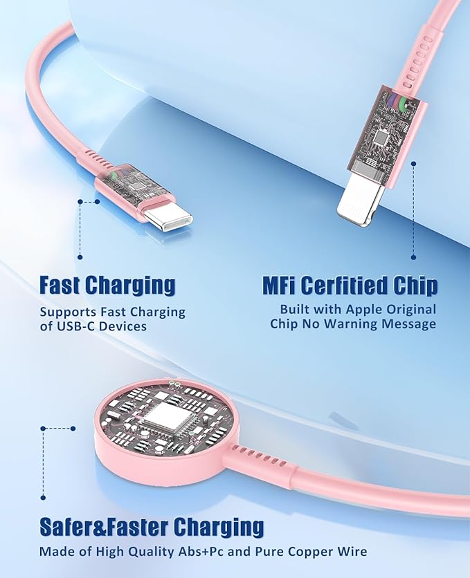 for Apple Watch Charger Fast Charging,3 in 1 Multi Chargers Cable with 20W USB C Charger, iWatch Charger Cord 6.6FT for iWatch Series Ultra2/SE/10/9/8/7/6/5/4/3/iPhone 16 15Pro Max/14/13/12/11(Pink)