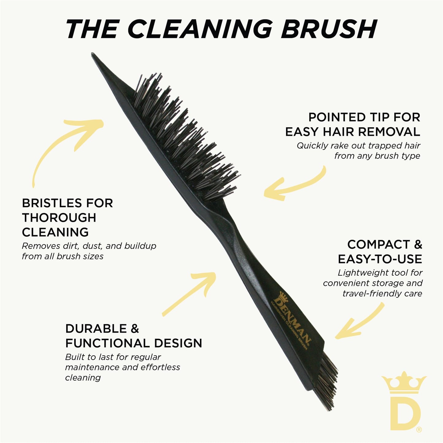 Denman Hairbrush Cleaning Brush for Effective Hairbrush Cleaning, DBC1
