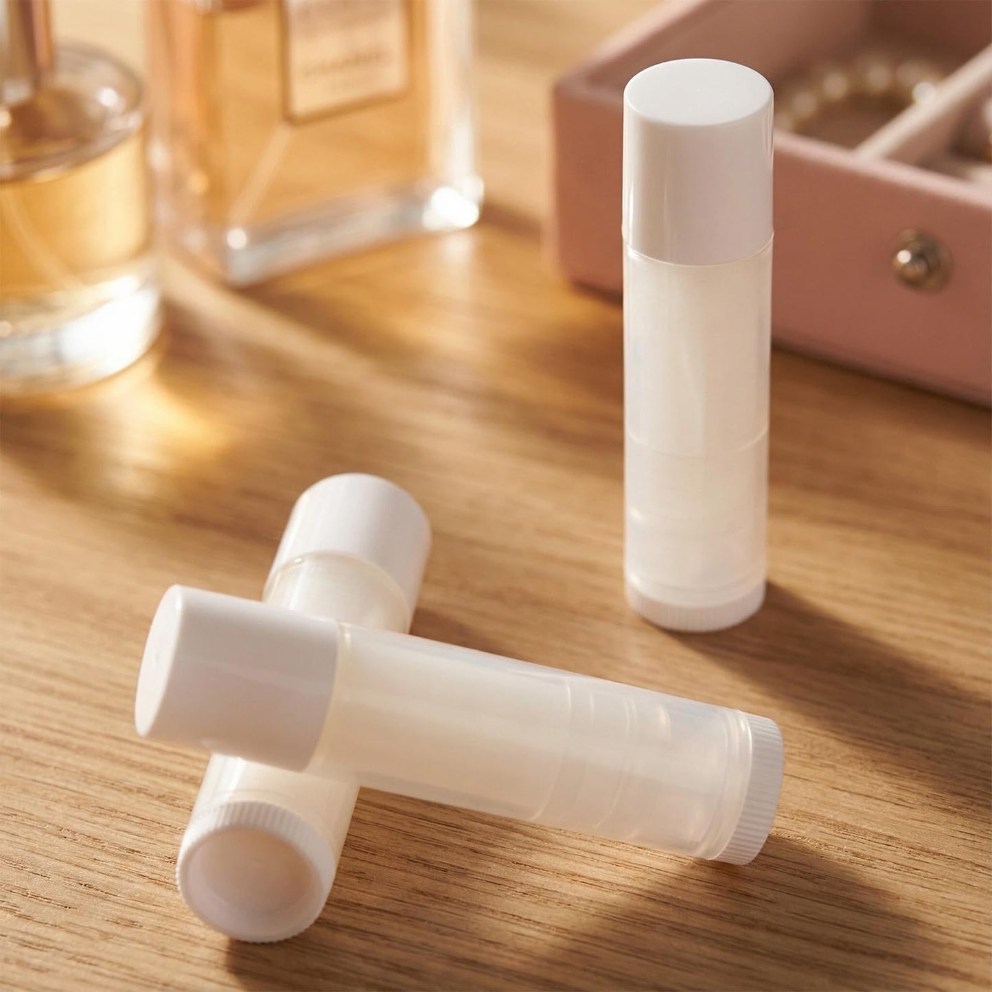 Bekith 100 Pack 5.5ml Empty Lip Balm Tubes, Clear Lip Balm Containers with White Caps