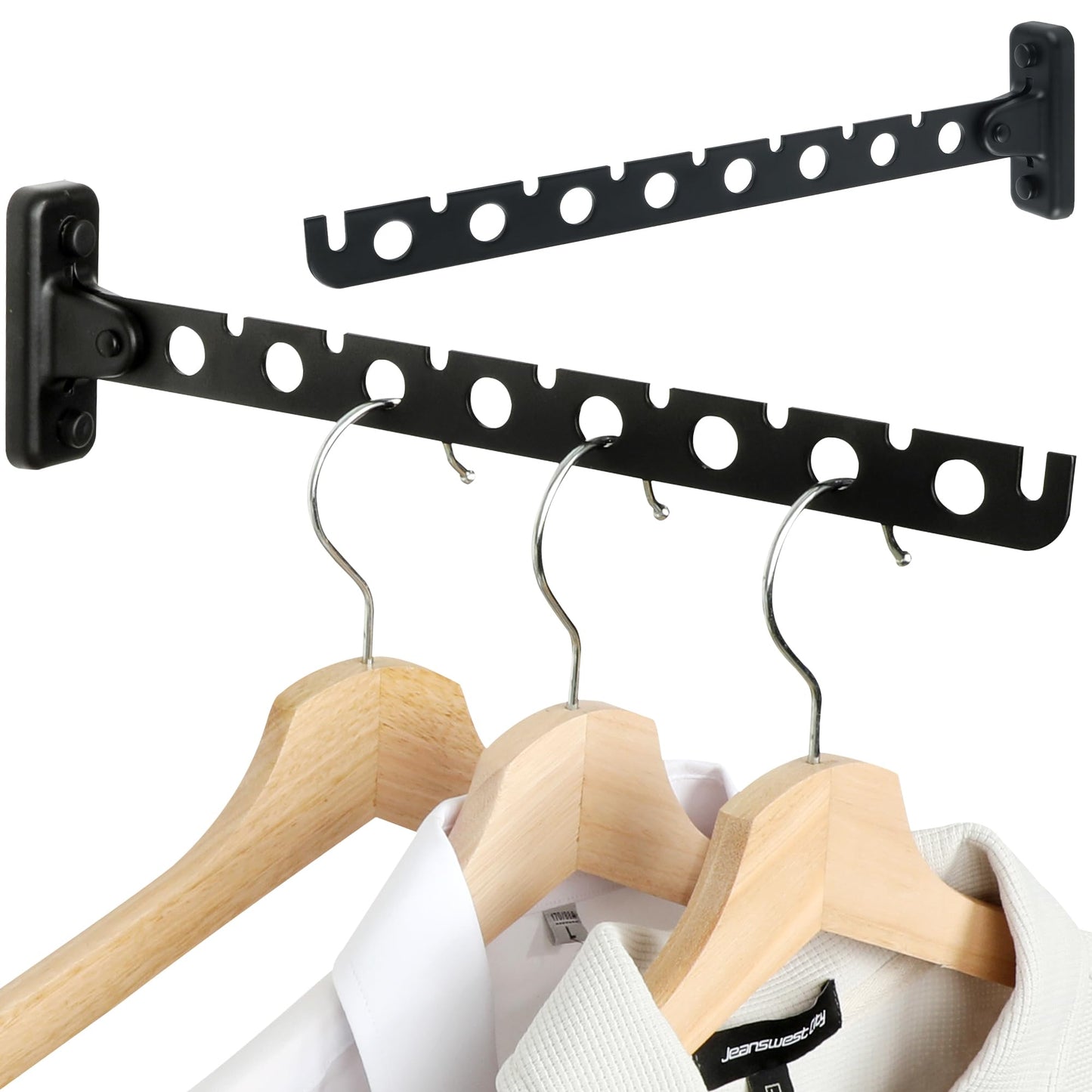 Alise Clothes Drying Rack Wall Mounted Coat Hanger Black,Foldable Hangers Rack Clothes Hook Closet Storage Organizer,Swivel Space Saving Clothes Hanger Rack for Bedroom Bathroom Laundry,2 Pack