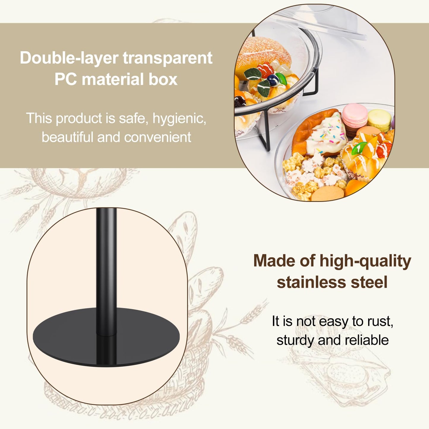 CHENNTAI Black Metal Food Sample Display Stand, Food Tasting Station with Toothpick Holder and Rubbish Bin for Supermarkets, Bakeries and Other Food Shop