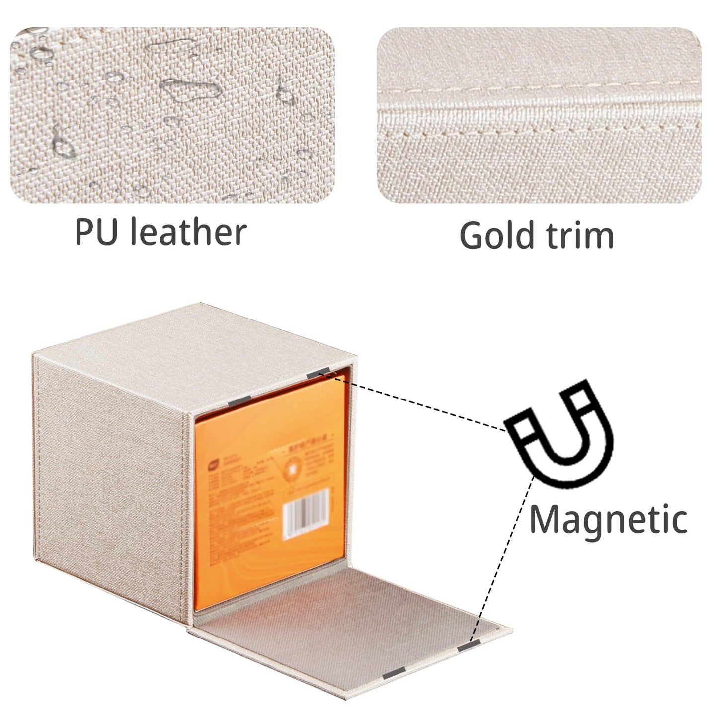 Leather Square Tissue Box Cover,Cut Tissues Cube Box Holder,Modern Facial Paper Organizer Storgage,Box Tissue Dispenser Decor Accessories for Bathroom NightStand Coffee Table Desk Home Office,Beige