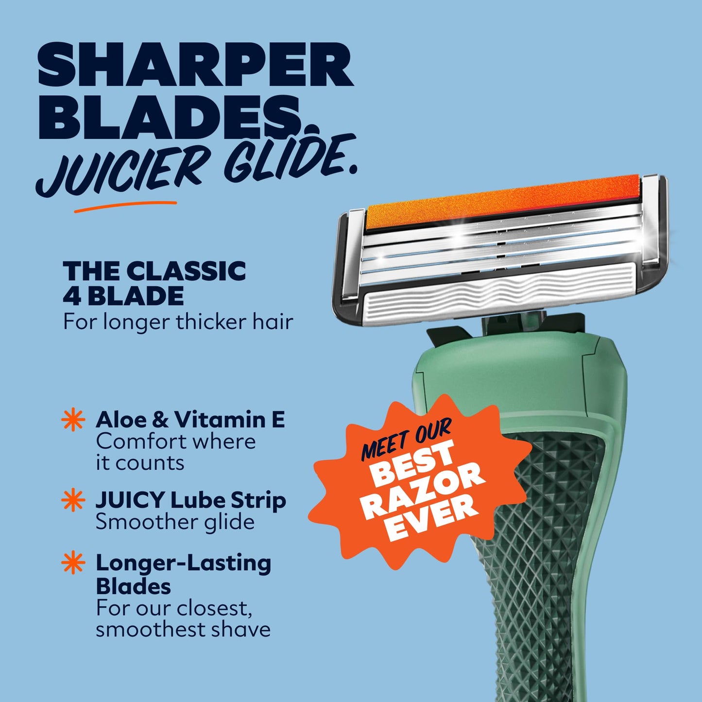 Dollar Shave Club | The Guest Pass Shave Set | 2 Swift Rinse Refill Cartridges, 1 Handle (Green), 1 Razor Cover, Razors for Men
