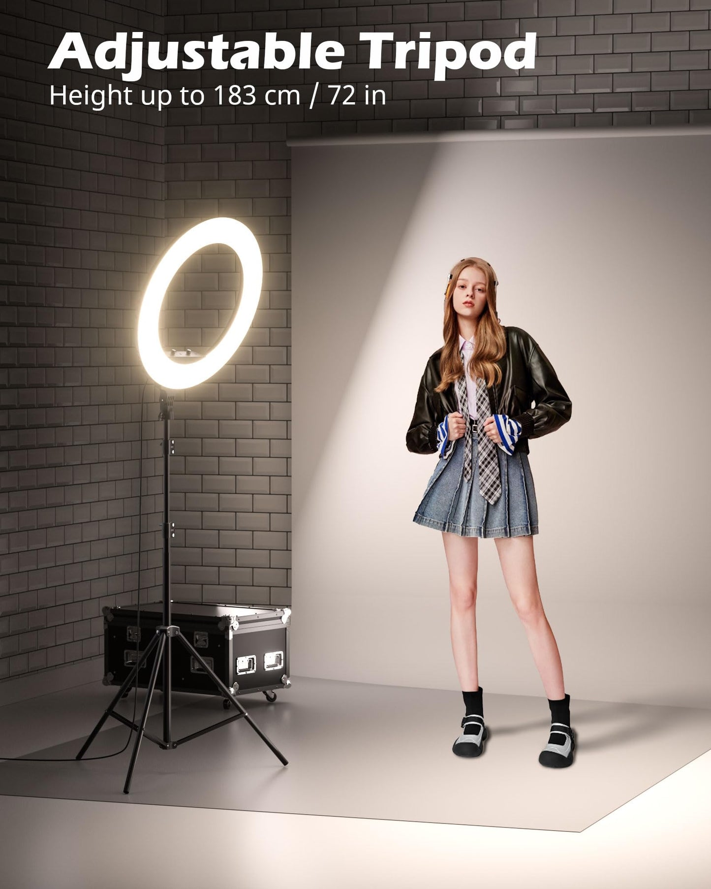 UBeesize 22'' Ring Light with 72'' Stand, 60W Large Ring Light with Phone Holder, Dimmable LED Light for Makeup Barber Stylist Tattoo YouTube TikTok Photography