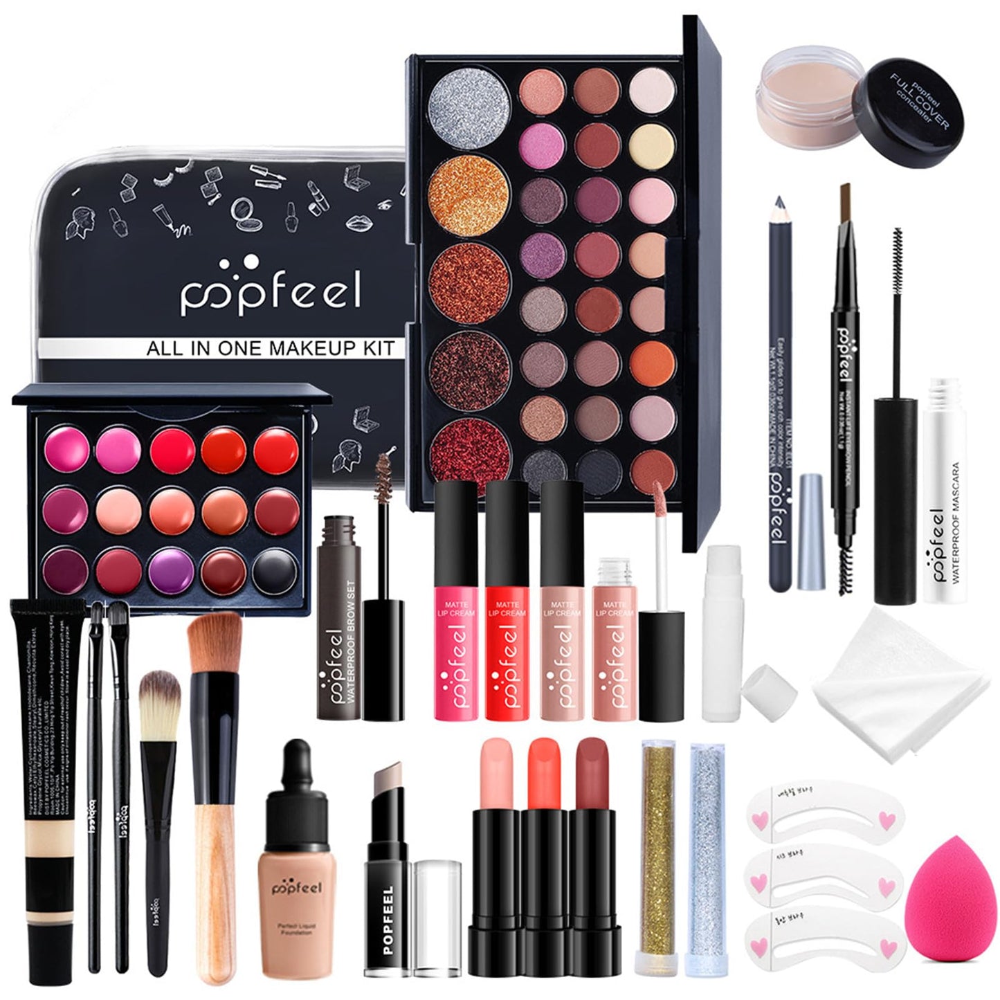 All in One Makeup Kit for Women Full Kit, Mother's Day Makeup Gifts Set for Women Girls, Makeup Essential Bundle Include Eyeshadow Palette Lipstick Blush Foundation Concealer Mascara Eyebrow Pencil