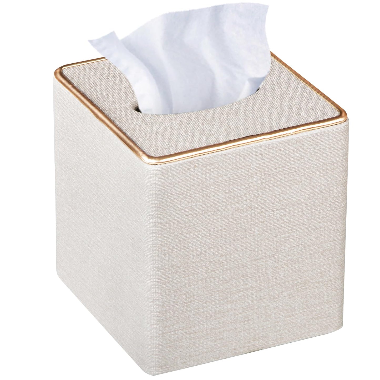 Leather Tissue Box Cover Square,Decorative Cube Tissue Box Holder with Magnetic Bottom,Facial Paper Organizer Table Napkin Case Dispenser for Bathroom NightStand Coffee Car Home Office,Beige
