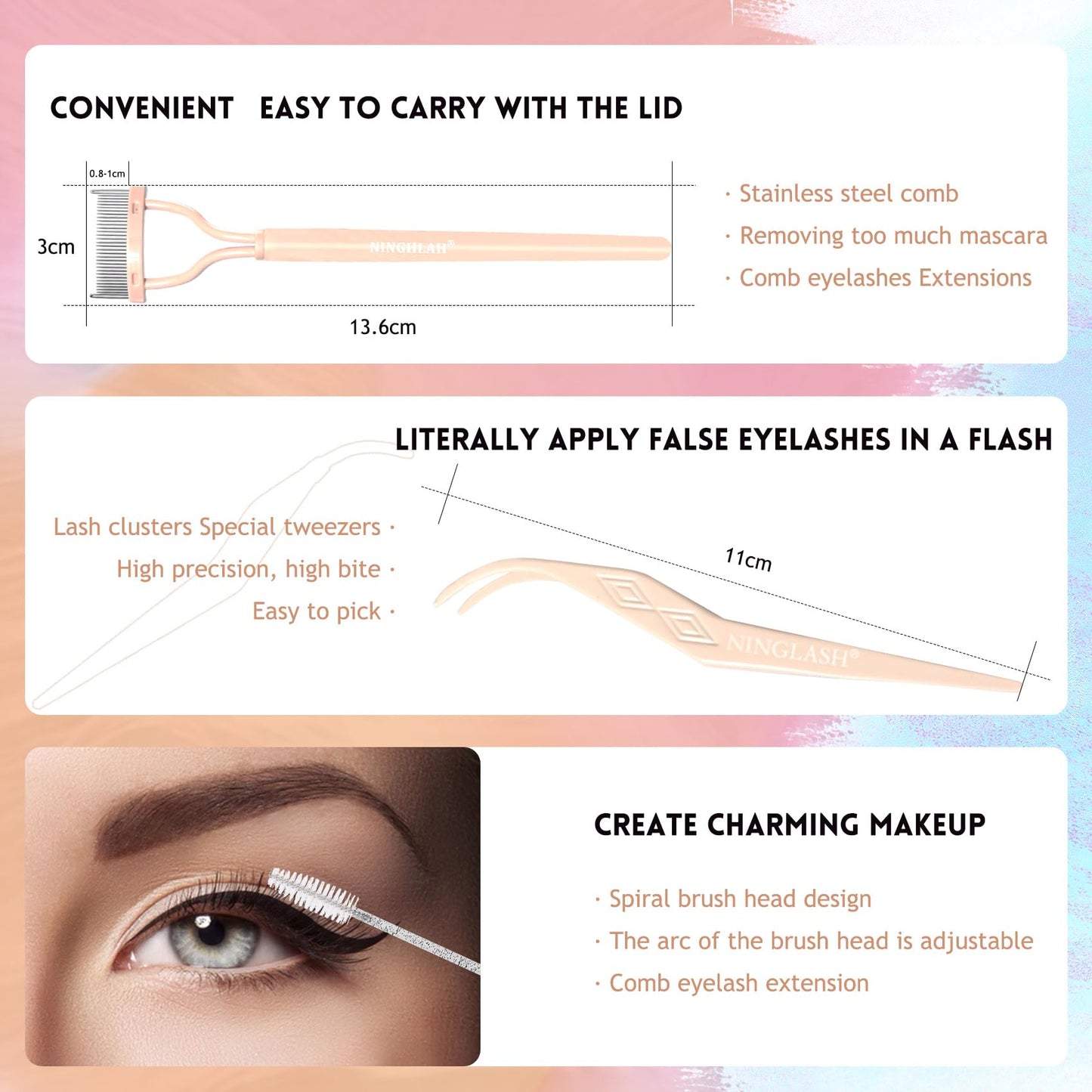 NINGLASH Royale Lash Clusters Kit Wispy DIY Eyelash Extension, 2 Styles 154pcs Individual Natural Lashes Spikes Cluster Eyelashes Lash Bond and Seal Remover Tweezer Comb Brush