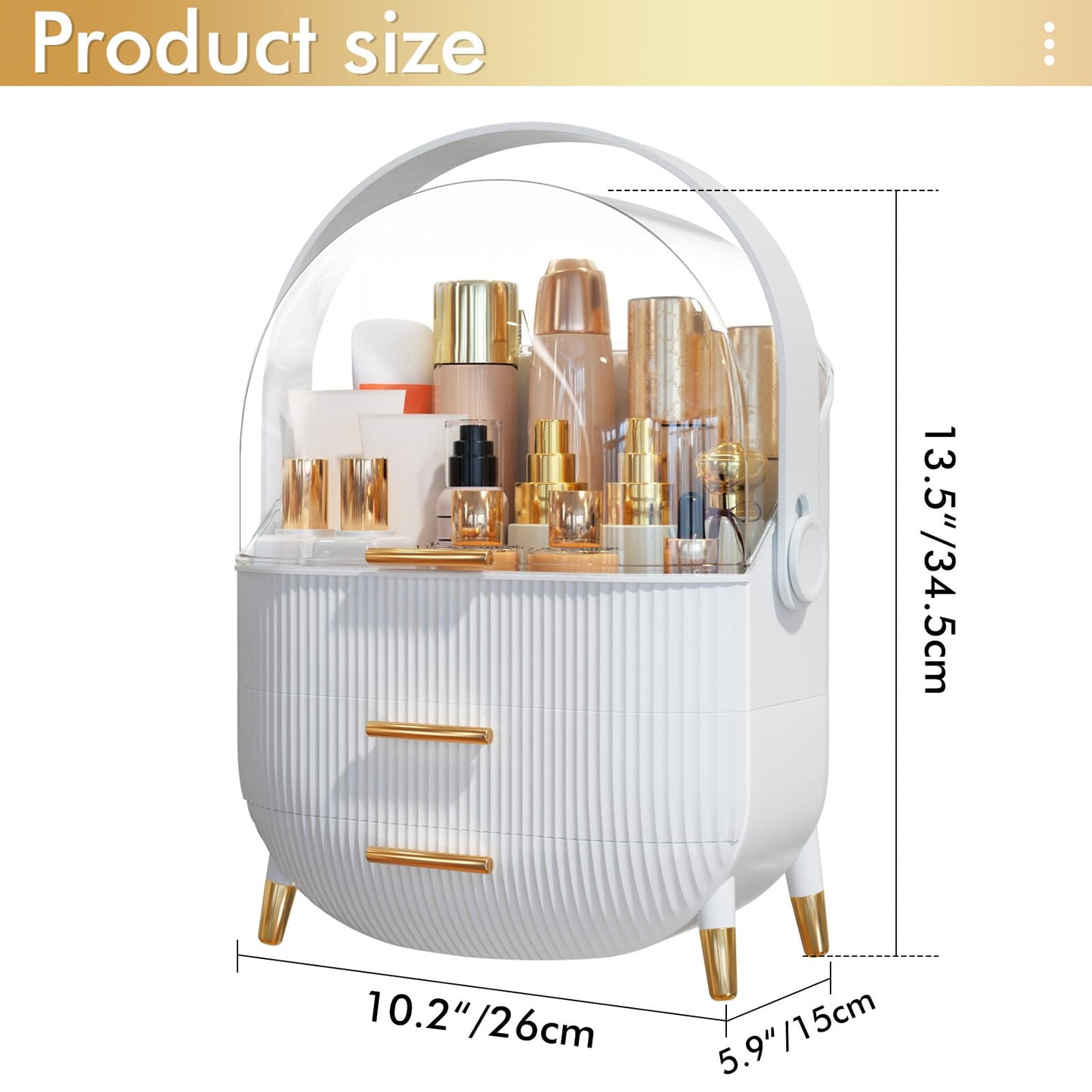NestOrganix Makeup Organizer Skincare Organizers - Cosmetic Display Cases with Transparent Cover, SkinCare Organizers for Bathroom Countertop, Bedroom Vanity Desk, Lipstick Organizer, White Upgarde