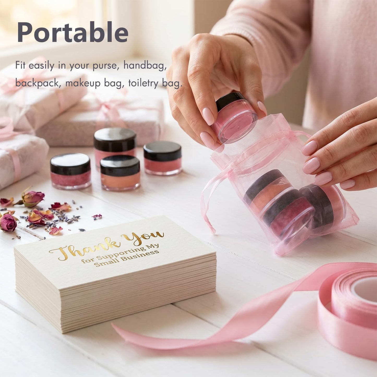 5 Gram Sample Jars with Lids, 100 Count 5ML Empty Cosmetic Containers for Makeup, Travel, Glitter, Lotion, Cream, Beads, with Labels, Mini Spatulas