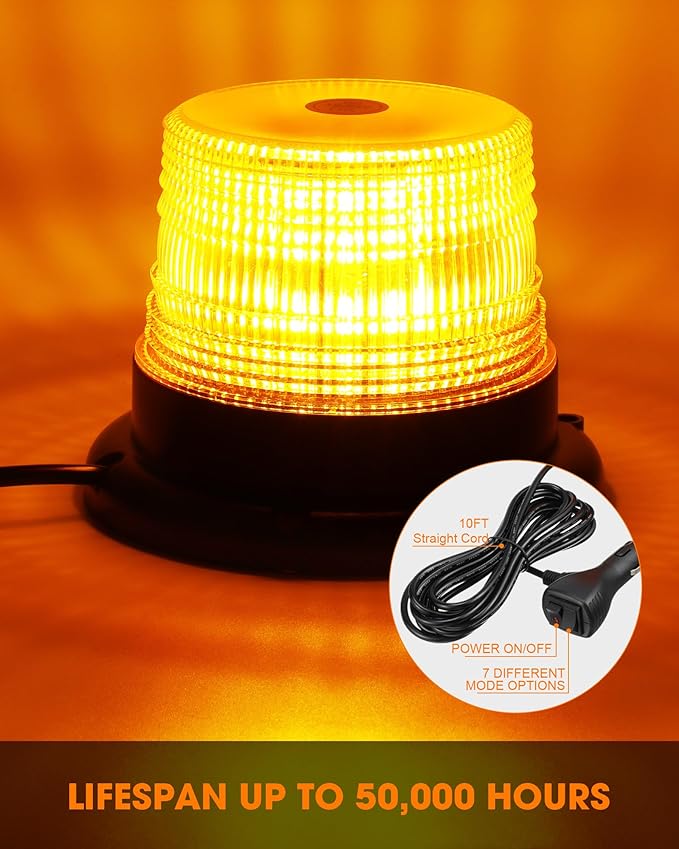 Leelosp 5 Pack 60 LED Amber Beacon Strobe Lights, 12v-24v Amber Warning Safety Flashing Beacon Strobe Light with Magnetic and 16ft Straight Cord for Truck Vehicle Forklift Tractor Golf Carts Utv Car