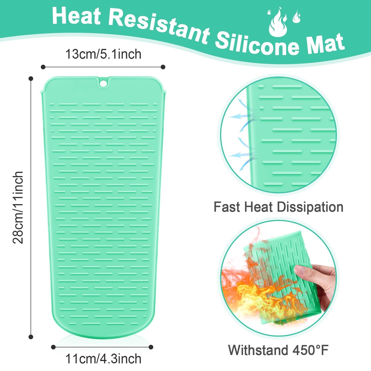 Shappy 2 Pcs Heat Resistant Hair Tools Bag Curling Iron Travel Case Cover Neoprene Flat Iron Holder Travel Case and Silicone Mat Pouch for Hot Hair Tools Storage Organizer(Cactus Style)