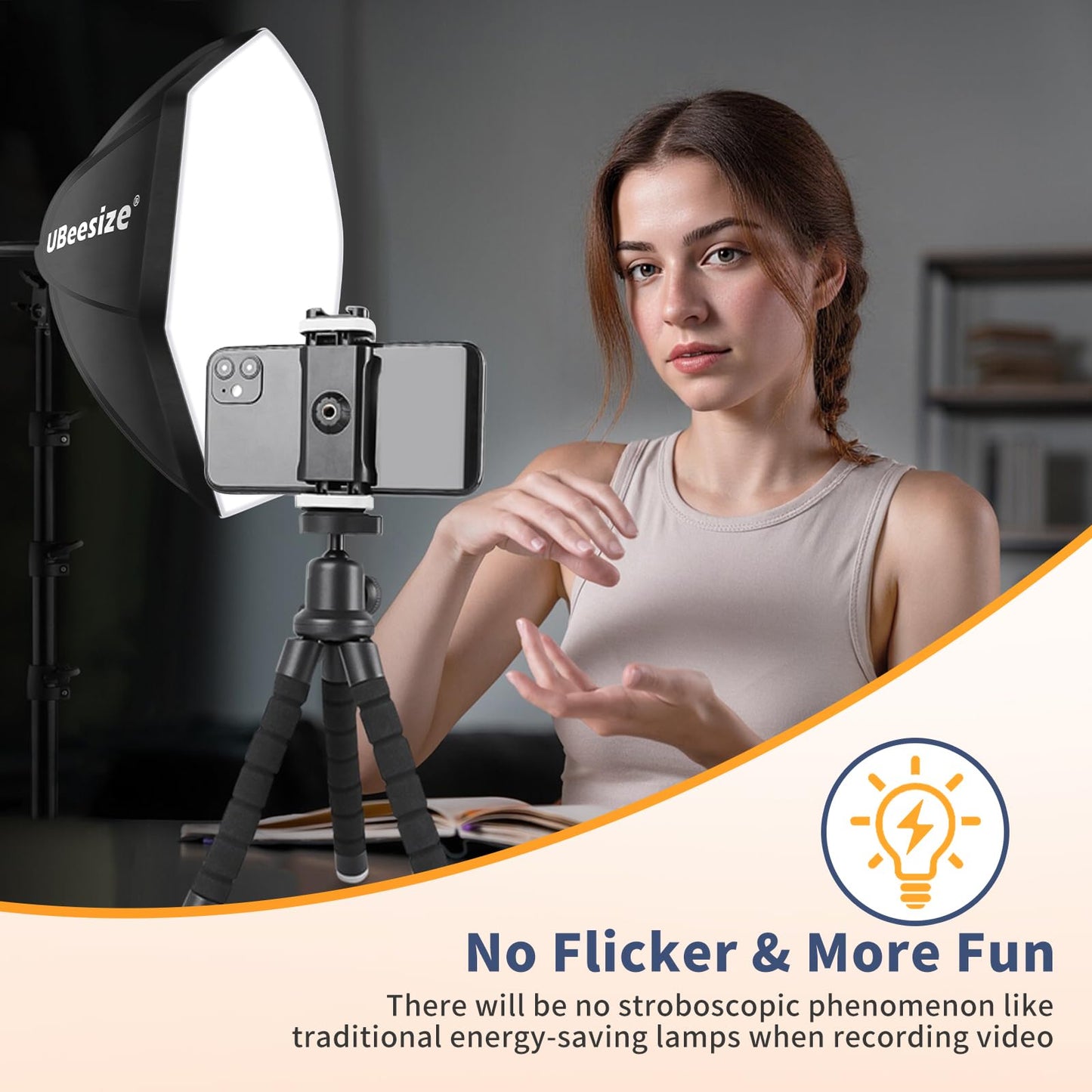 UBeesize Softbox Photography Lighting Kit, 20'' x 20'' Professional Softbox Lighting Kit with 85W 3000-7500K LED Bulbs, Studio Lights for Photography/Video Recording/Portraits Shooting/Live Streaming