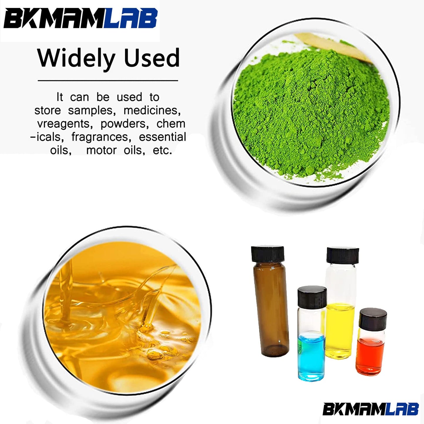 BKMAMLAB 5ml Amber Small Glass Vials 100pcs with Screw Caps(100pcs)