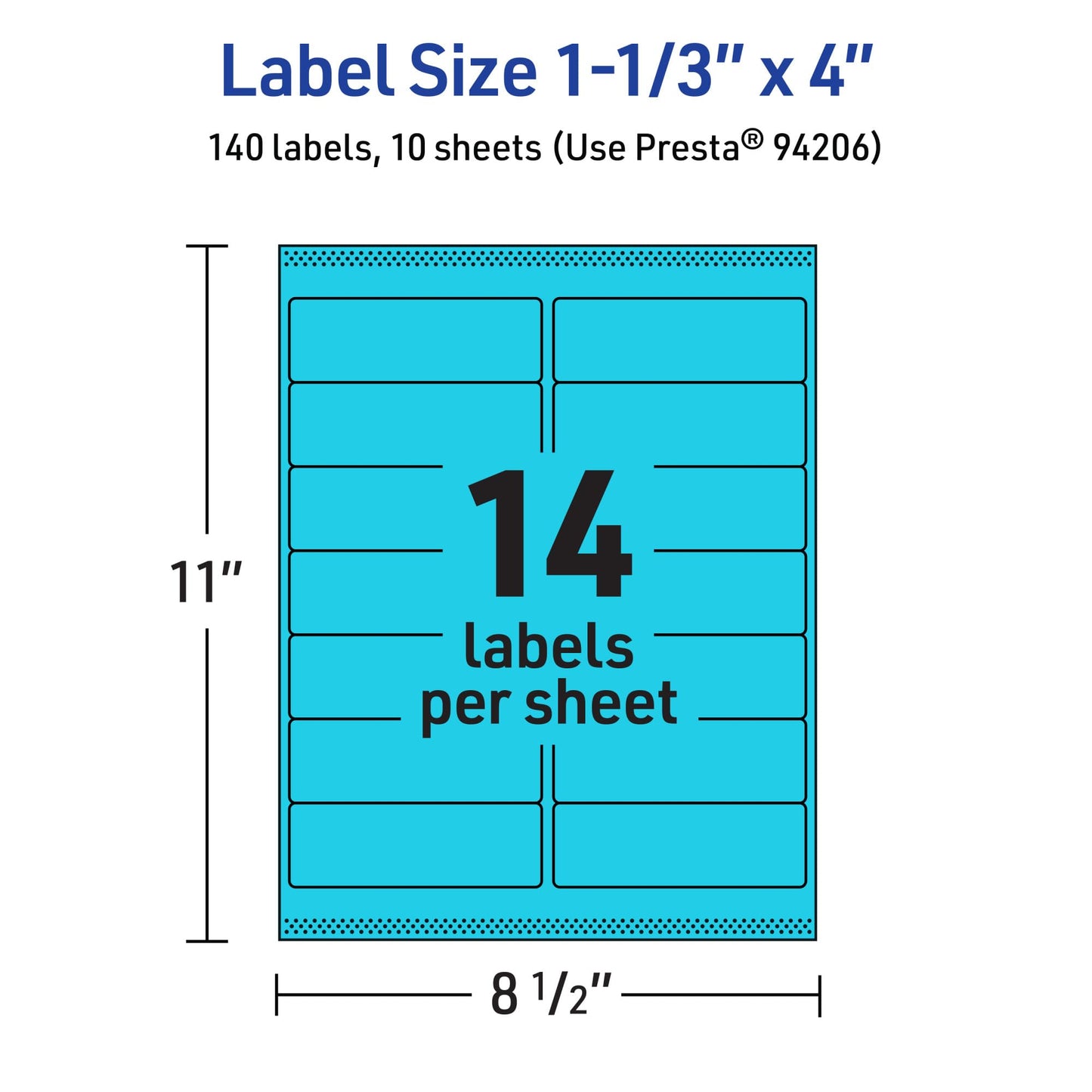 Avery Printable Rectangle Labels, Sure Feed Technology, 1-1/3" x 4", Bright Blue Labels, Laser/Inkjet Printable, 140 Total, Great for Mailing and Packaging