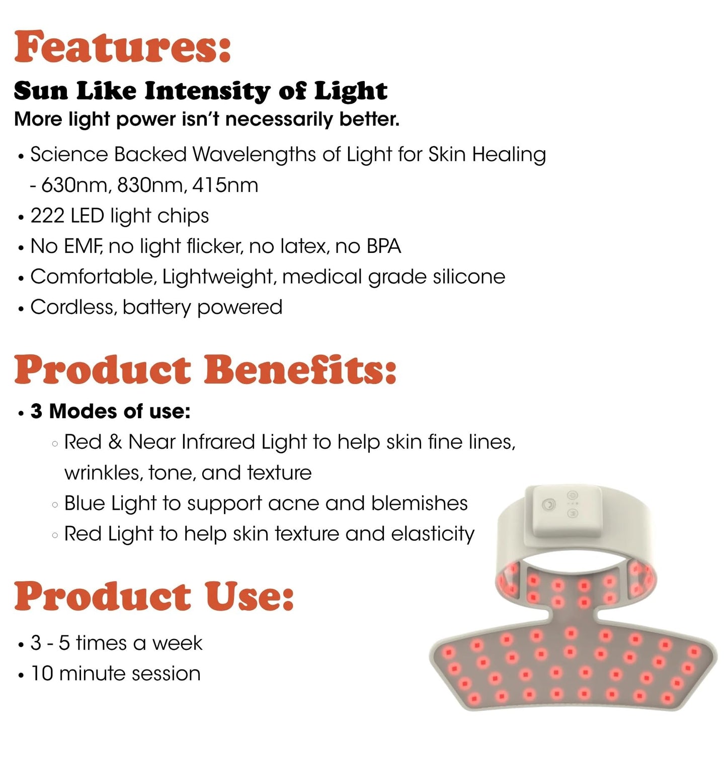 Fringe LED Neck & Chest Mask – Red, Infrared & Blue Light Modes for Skincare Routine