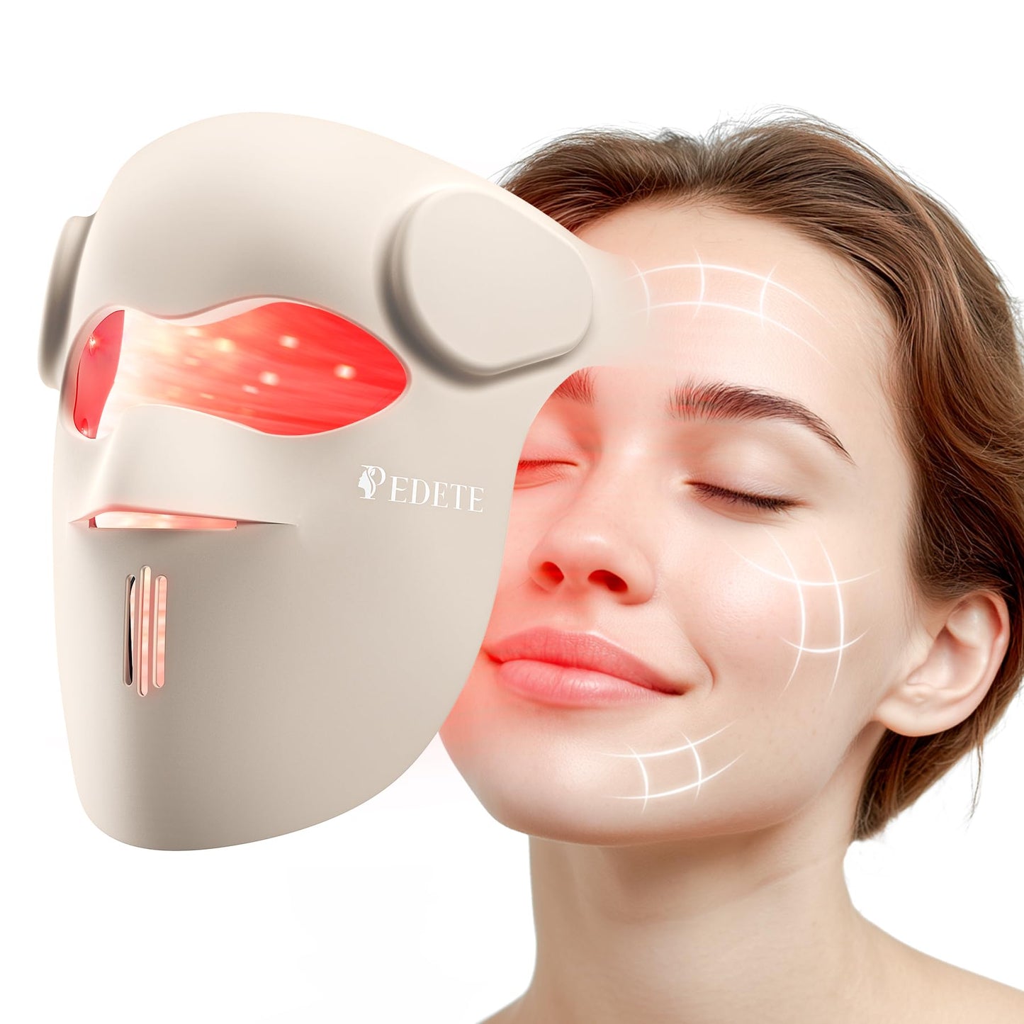 Pedete Red Light Therapy Mask, 9 Modes Wireless LED Face Mask with 326 LEDs, 2500mAh Rechargeable Red & Near-Infrared Light Therapy Mask