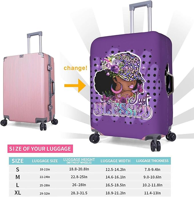 Travel Suitcase Protector African American Girl Elastic Protective Washable Luggage Cover With Concealed Zipper Suitable For 18-32 Inch(L (for 25-28 inch luggage))