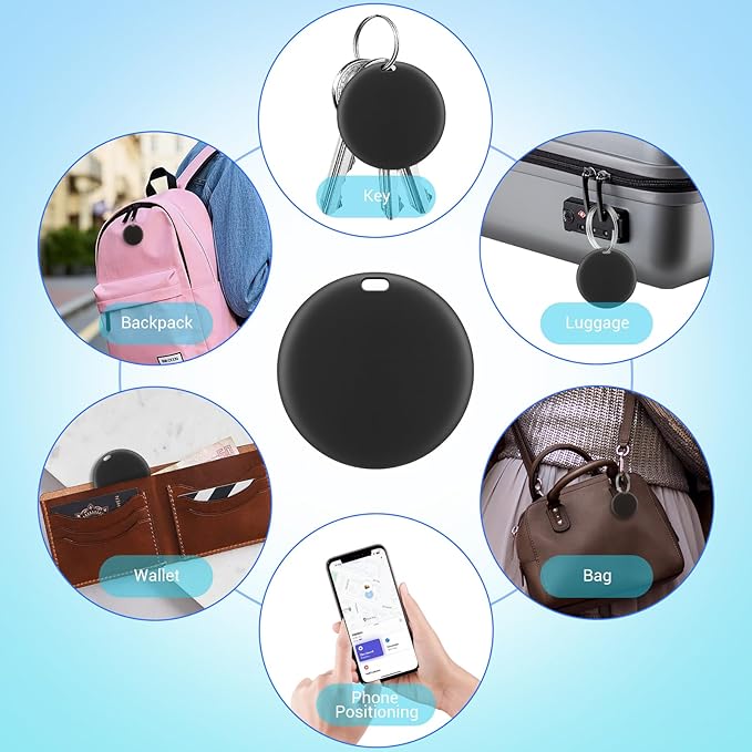 [Apple MFi Certified] LBPRT Air Tracker Tag 4 Pack, Smart Bluetooth Item Finder Work with Apple Find My (iOS Only, Android not Supported), Key Locator for Luggage Suitcase, Wallet. Replaceable Battery