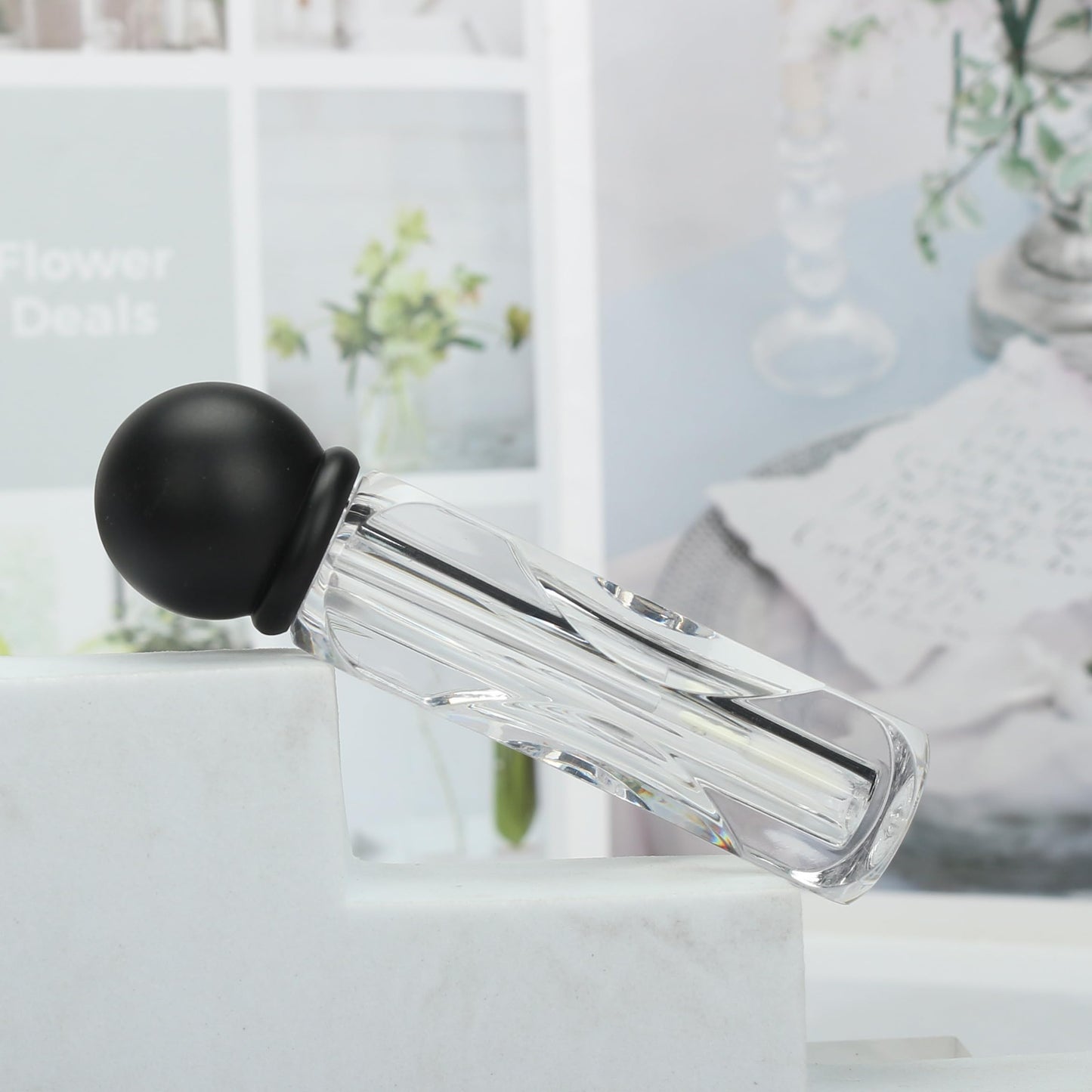 COSIDEA 18pcs Empty 4.5ml Black lip gloss tubes with wand ball shape cap wholesale lipgloss tube container bottles for refill lip oil