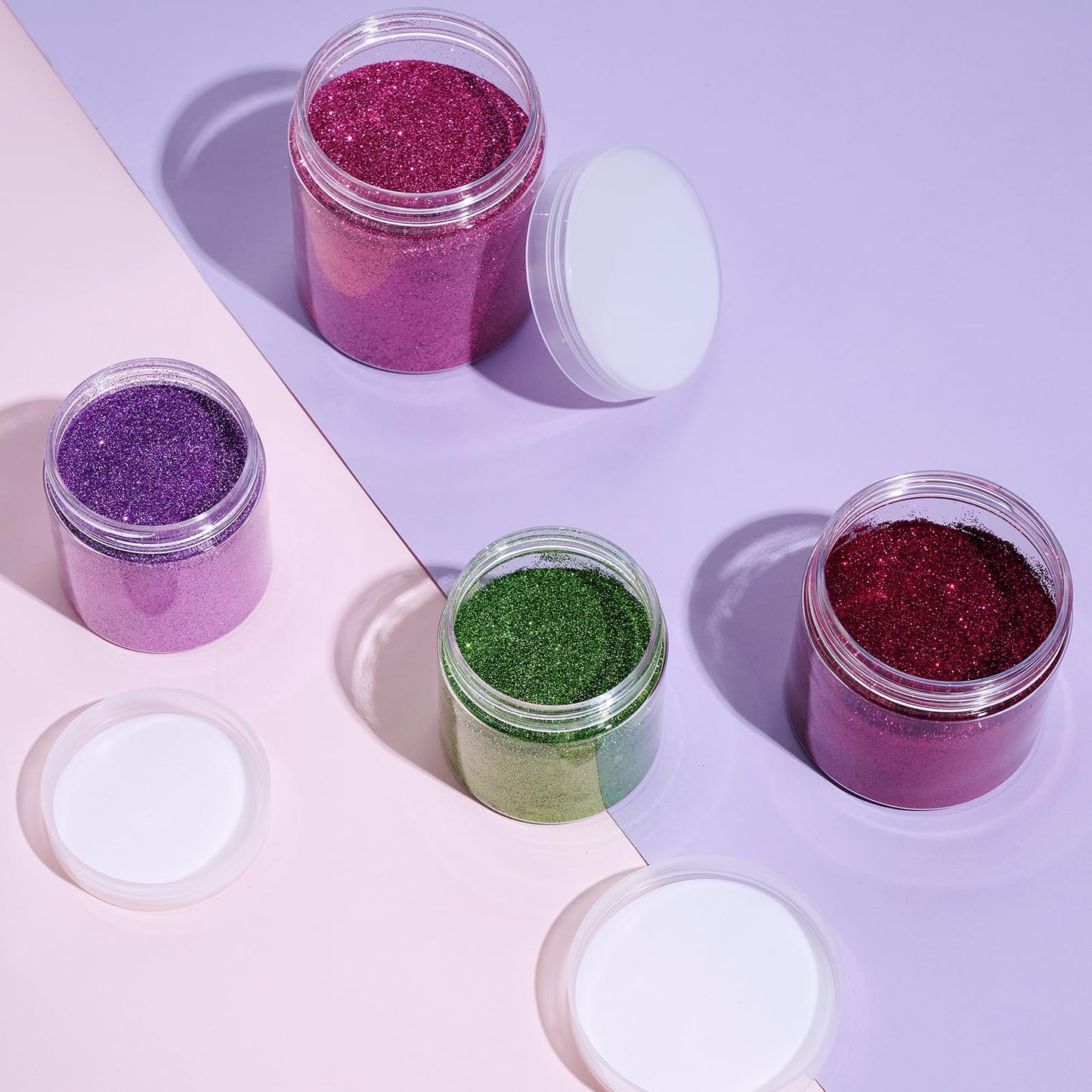 50 Pack 4 OZ Plastic Jars Round Clear Cosmetic Container with Clear Lids, Eternal Moment Slime Jars for Lotion, Cream, Ointments, Makeup, Eye shadow, Rhinestone, Samples, Pot, Travel Storage