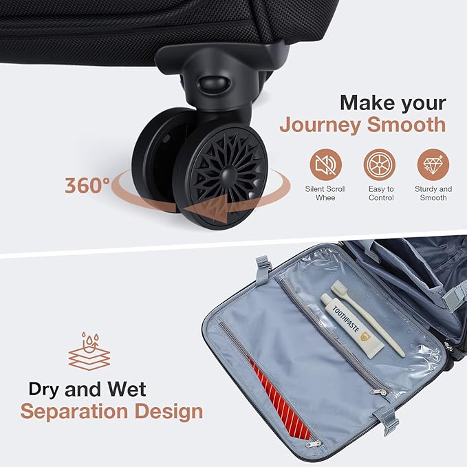 Lekebobor Rolling Laptop Bag Rolling Laptop Briefcase on Wheels for Women Fits Up to 15.6Inch computer Bags Water Resistant for Work Travel and Business, Black