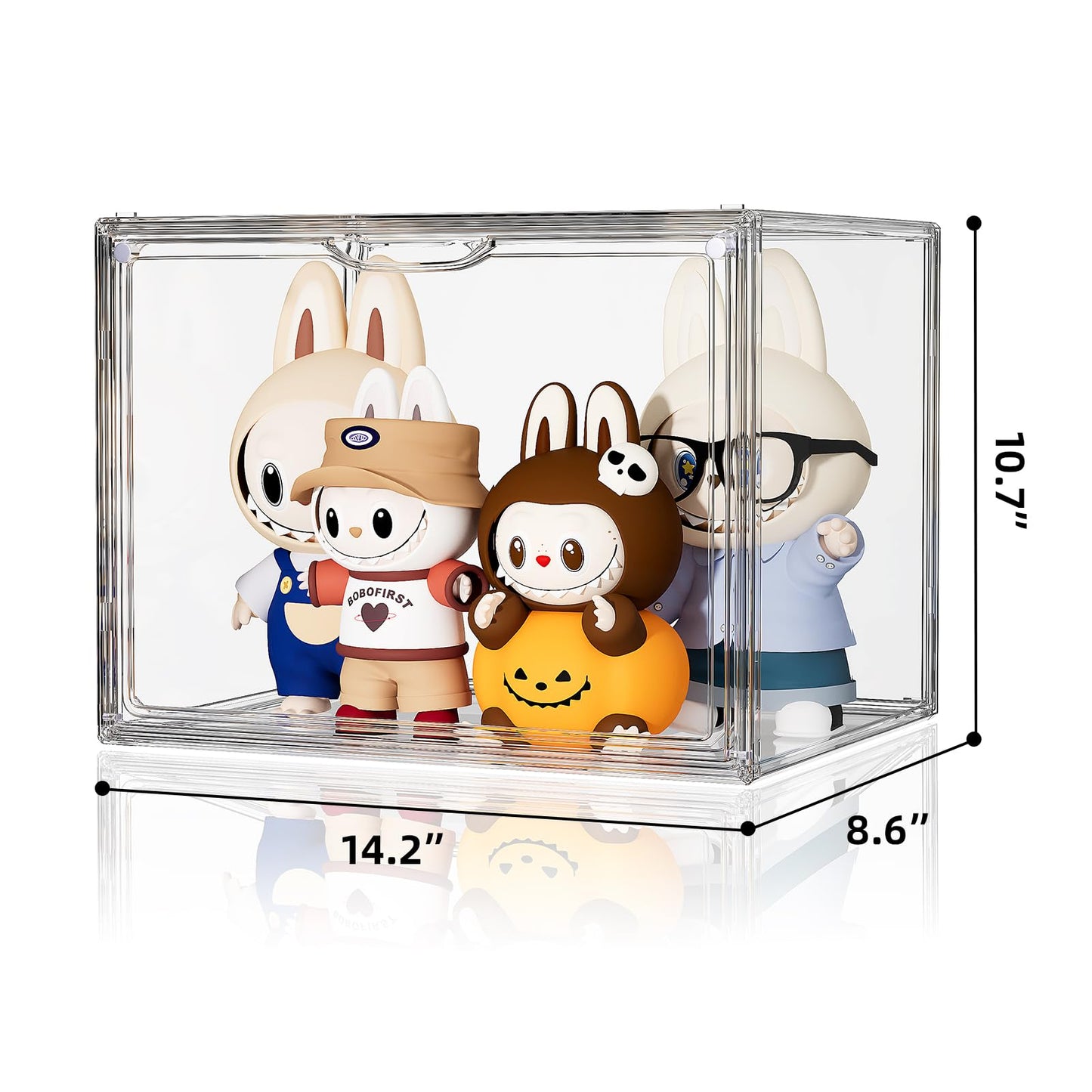 HOYOJA Clear Acrylic Display Case, Large Stackable Storage Bins Magnetic Attraction Lids, 1 Pack Acrylic Box Showcase for Collectibles, Figures, Cosmetic, Purse, Handbag, Wallet, 10.7x8.6x14.2 inch